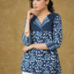 Smart Indigo Combination Designer Top with Pearl Embellishment.