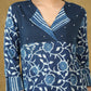Smart Indigo Combination Designer Top with Pearl Embellishment.