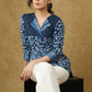 Smart Indigo Combination Designer Top with Pearl Embellishment.