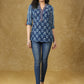 Classy Indigo Combination Cotton Top with Maroon Detailing