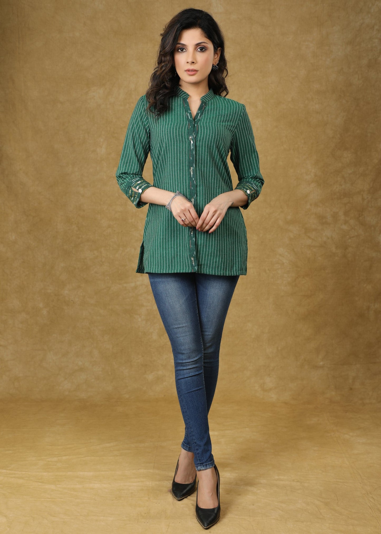 Green Line Ikat Top with Sequence Highlighted