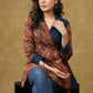 Designer Block Printed Kalamkari Overlap Cotton Top with Plain Blue Combination