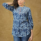 Beautiful Cotton Indigo Combination Top with Red Buttons