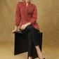 Classy Maroon Combination Cotton Top with Line Yoke & Mandarin Collar