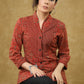 Classy Maroon Combination Cotton Top with Line Yoke & Mandarin Collar