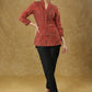 Classy Maroon Combination Cotton Top with Line Yoke & Mandarin Collar