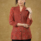 Classy Maroon Combination Cotton Top with Line Yoke & Mandarin Collar