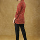 Classy Maroon Combination Cotton Top with Line Yoke & Mandarin Collar