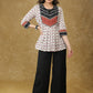 Beautiful Off-white Pleated Ajrakh Ikat Combination Top