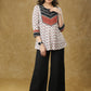 Beautiful Off-white Pleated Ajrakh Ikat Combination Top