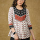 Beautiful Off-white Pleated Ajrakh Ikat Combination Top