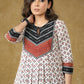 Beautiful Off-white Pleated Ajrakh Ikat Combination Top