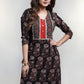 Black Cotton Ajrak Combination Kurta -Pant Optional