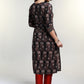 Black Cotton Ajrak Combination Kurta -Pant Optional