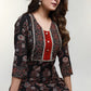 Black Cotton Ajrak Combination Kurta -Pant Optional