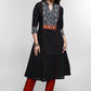 Black Cotton Warli Printed Mirror Work Kurta-Pant Optional