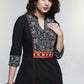 Black Cotton Warli Printed Mirror Work Kurta-Pant Optional
