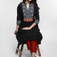 Black Cotton Warli Printed Mirror Work Kurta-Pant Optional