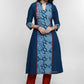 Navy Blue Cotton Kurta With Indigo Patchwork-Pant Optional