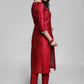 Magenta Cotton Silk Kurta With Handwork-Pant Optional