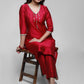 Magenta Cotton Silk Kurta With Handwork-Pant Optional