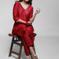 Magenta Cotton Silk Kurta With Handwork-Pant Optional
