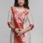 Beige Cotton Silk Kurta with Brocade Front Panel-Pant Optional