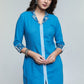 Powder Blue Colour Cotton Laced Kurta-Pant Optional