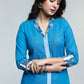 Powder Blue Colour Cotton Laced Kurta-Pant Optional