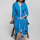 Powder Blue Colour Cotton Laced Kurta-Pant Optional