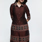 Coffee Brown Ajrakh Combination Cotton Silk Kurta-Pant Optional