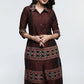 Coffee Brown Ajrakh Combination Cotton Silk Kurta-Pant Optional