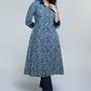 Cotton Indigo Shirt Styled Kurta-Pant Optional