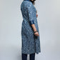 Cotton Indigo Shirt Styled Kurta-Pant Optional