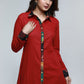 Maroon Cotton Shirt Styled Patch Work Kurta-Pant Optional