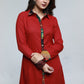 Maroon Cotton Shirt Styled Patch Work Kurta-Pant Optional