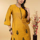Pleasant Mustard Cotton Silk Embroidered Tunic