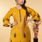 Pleasant Mustard Cotton Silk Embroidered Tunic
