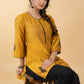 Pleasant Mustard Cotton Silk Embroidered Tunic