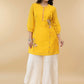 Elegant Hand Embroidered Yellow Chanderi Festive Tunic - Pant Optional