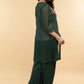 Hand Embroidered Georgette Evening Jacket with Brocade Inner(2 Piece) - Georgette Pant Optional
