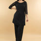 Exclusive Black Hand Embroidered Georgette Evening wearTunic - Georgette Pant Optional