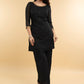 Exclusive Black Hand Embroidered Georgette Evening wearTunic - Georgette Pant Optional