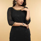 Exclusive Black Hand Embroidered Georgette Evening wearTunic - Georgette Pant Optional
