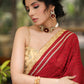 Beautiful Maroon Embroidered Georgette Saree with Golden & Lace Detailing
