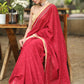 Beautiful Maroon Embroidered Georgette Saree with Golden & Lace Detailing