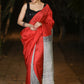 Exclusive Red Pure Silk Block printed Saree