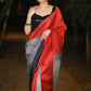 Exclusive Red Pure Silk Block printed Saree