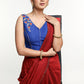 Royal Blue Hand Embroidered Cotton Silk Sleeveless Blouse