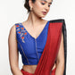 Royal Blue Hand Embroidered Cotton Silk Sleeveless Blouse